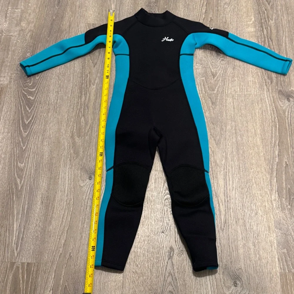 Hento Kids Full Body Neoprene Wetsuit Black Blue Size 7 Long Sleeve Scuba Dive